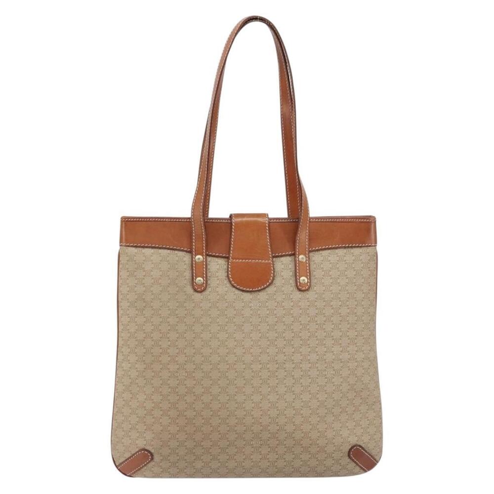 CELINE Macadam Canvas Tote Bag PVC Beige Gold Auth 156447 - Picture 2 of 16